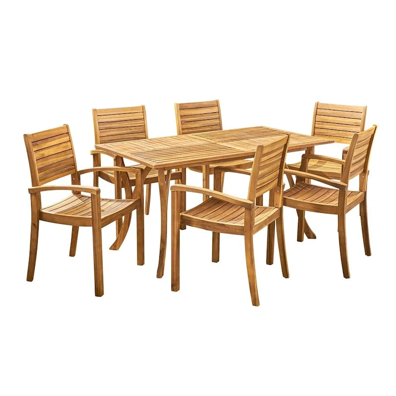 Anchor Outdoor 6-Seater Rectangular Acacia Wood Dining Set by Christopher Knight Home