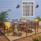 Set da pranzo da 7 pezzi in legno di acacia rustico da esterno Kentwood di Christopher Knight Home