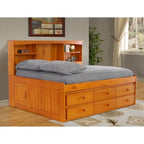 Divano letto a giorno matrimoniale in pino massiccio OS Home and Office Furniture con sei cassetti color miele caldo