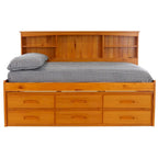 Divano letto a giorno matrimoniale in pino massiccio OS Home and Office Furniture con sei cassetti color miele caldo