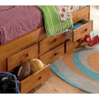 Divano letto a giorno matrimoniale in pino massiccio OS Home and Office Furniture con sei cassetti color miele caldo