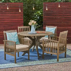 Casa Outdoor 4-Seater 47 Round Acacia Dining Set with X-Legs by Christopher Knight Home