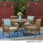 Casa Outdoor 4-Seater 47 Round Acacia Dining Set with X-Legs by Christopher Knight Home