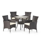 Kendricks Outdoor 5-piece Wicker Dining Set with Cushions by Christopher Knight Home