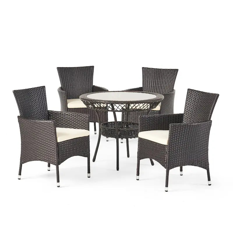 Kendricks Outdoor 5-piece Wicker Dining Set with Cushions by Christopher Knight Home