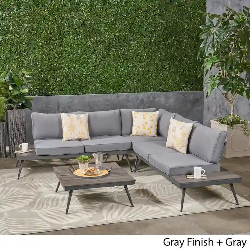 Norfolk Outdoor V-Shaped 5 Seater Sofa Set by Christopher Knight Home