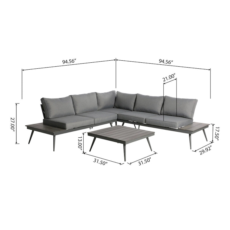 Norfolk Outdoor V-Shaped 5 Seater Sofa Set by Christopher Knight Home