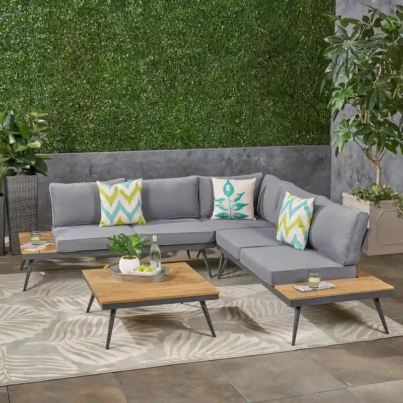 Norfolk Outdoor V-Shaped 5 Seater Sofa Set by Christopher Knight Home