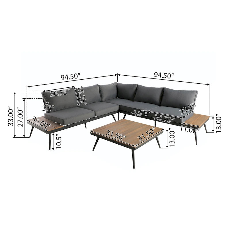 Norfolk Outdoor V-Shaped 5 Seater Sofa Set by Christopher Knight Home