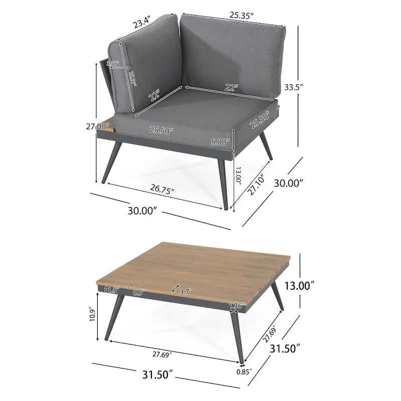Norfolk Outdoor V-Shaped 5 Seater Sofa Set by Christopher Knight Home