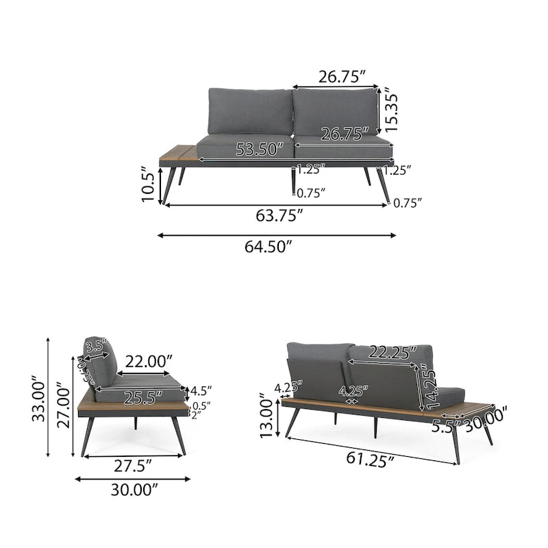 Norfolk Outdoor V-Shaped 5 Seater Sofa Set by Christopher Knight Home