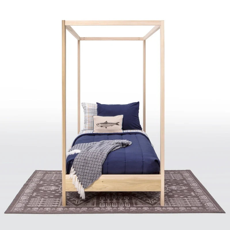 American Furniture Classics Model TWIN CANOPY Twin Size Canopy Bed with Raised Platform