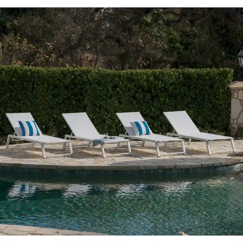Myers Outdoor Aluminum Mesh Chaise Lounge (Set of 4) by Christopher Knight Home