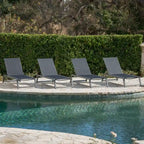 Myers Outdoor Aluminum Mesh Chaise Lounge (Set of 4) by Christopher Knight Home