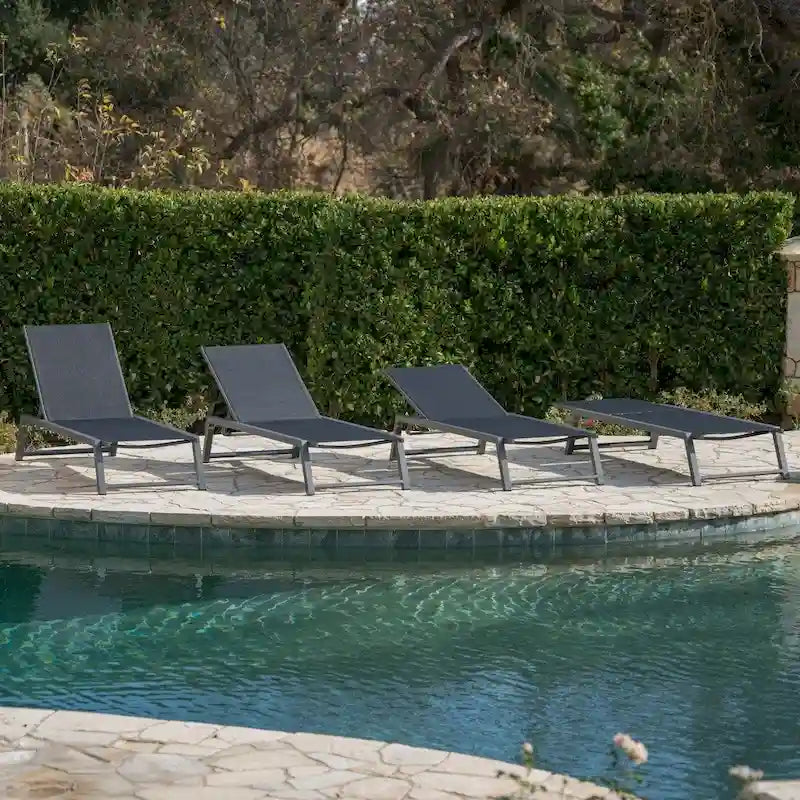 Myers Outdoor Aluminum Mesh Chaise Lounge (Set of 4) by Christopher Knight Home