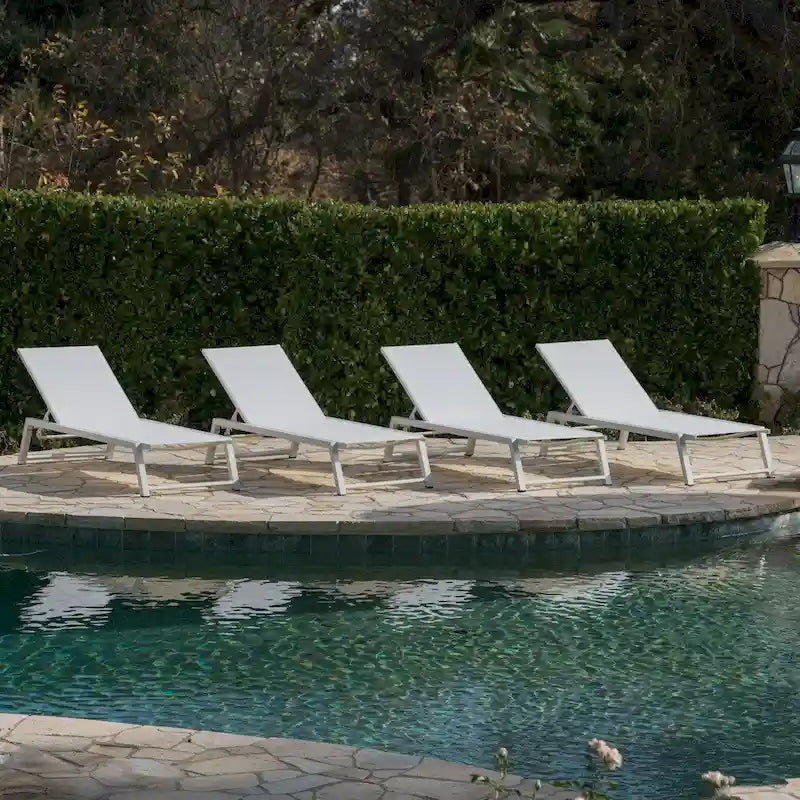 Myers Outdoor Aluminum Mesh Chaise Lounge (Set of 4) by Christopher Knight Home