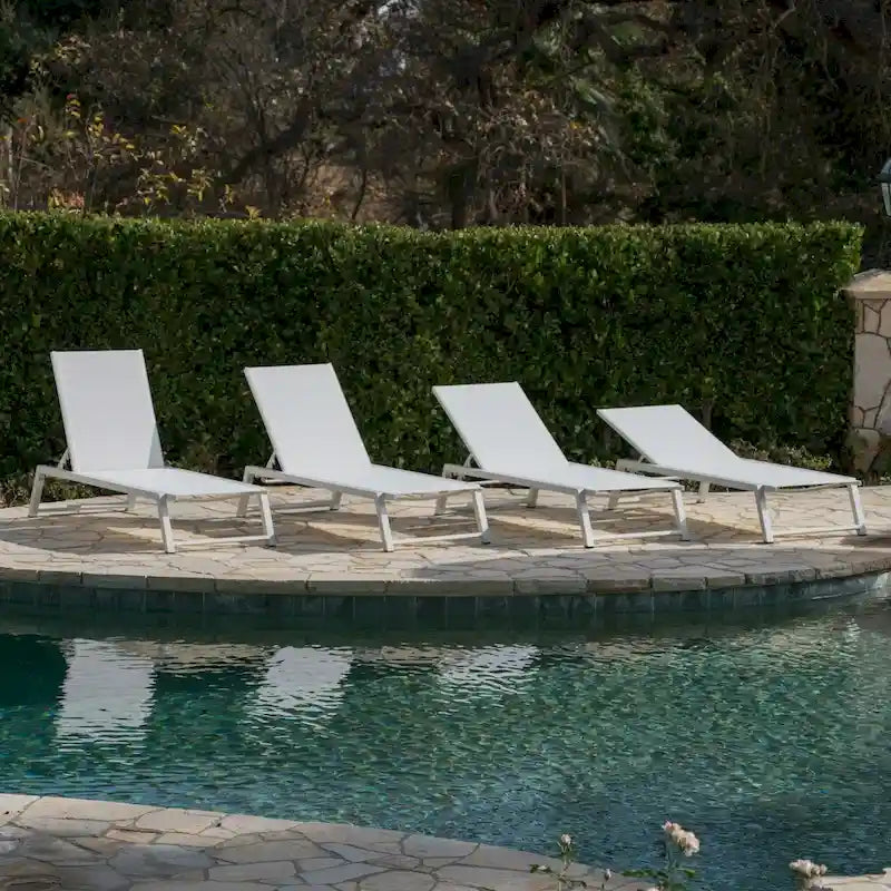 Myers Outdoor Aluminum Mesh Chaise Lounge (Set of 4) by Christopher Knight Home