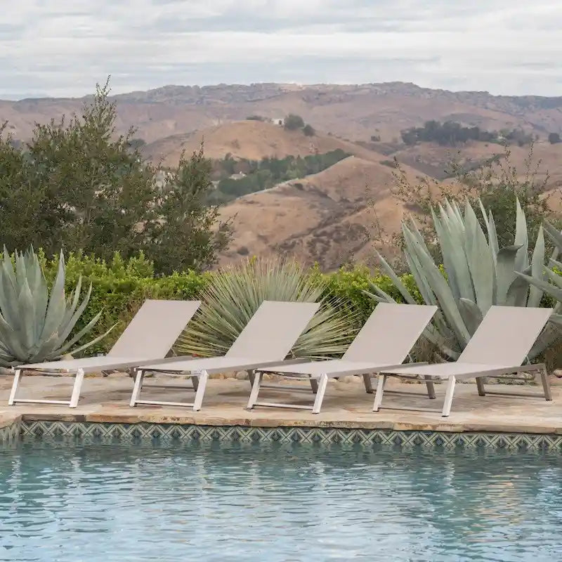 Myers Outdoor Aluminum Mesh Chaise Lounge (Set of 4) by Christopher Knight Home