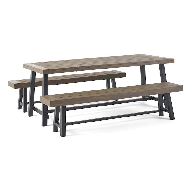 Set da pranzo da picnic da esterno in legno di acacia Carlisle di Christopher Knight Home
