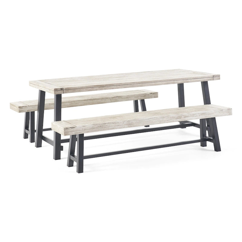 Set da pranzo da picnic da esterno in legno di acacia Carlisle di Christopher Knight Home