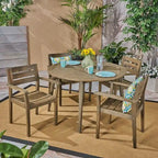 Stamford Outdoor 5 Piece Acacia Wood Dining Set with Straight Legged Dining Table by Christopher Knight Home
