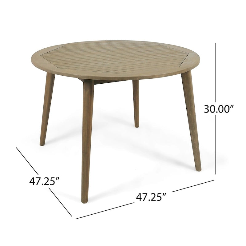 Stamford Outdoor 5 Piece Acacia Wood Dining Set with Straight Legged Dining Table by Christopher Knight Home