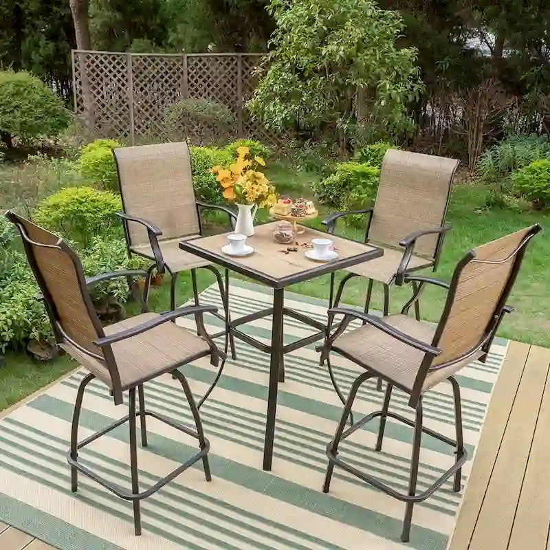 MAISON ARTS 3/5-Piece Patio Swivel High Back Bar Stools Set