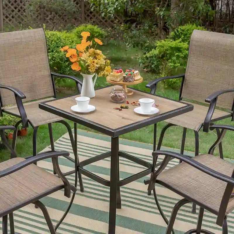 MAISON ARTS 3/5-Piece Patio Swivel High Back Bar Stools Set
