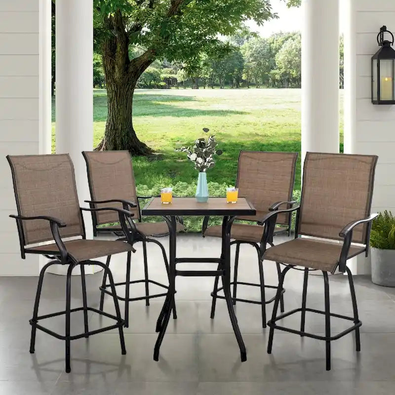MAISON ARTS 3/5-Piece Patio Swivel High Back Bar Stools Set