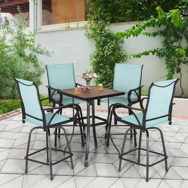 MAISON ARTS 3/5-Piece Patio Swivel High Back Bar Stools Set