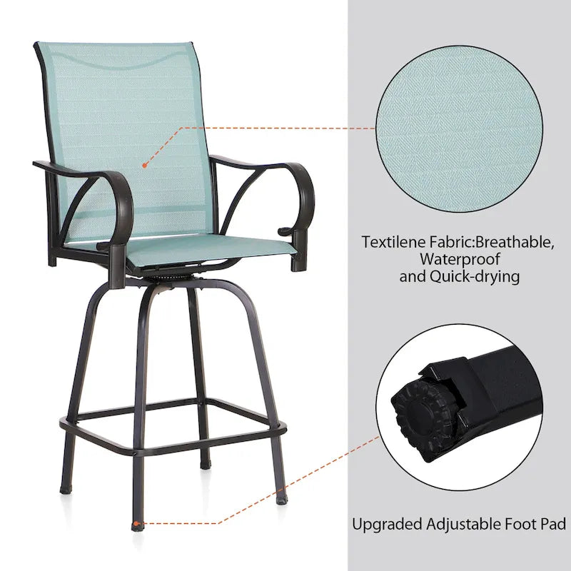 MAISON ARTS 3/5-Piece Patio Swivel High Back Bar Stools Set