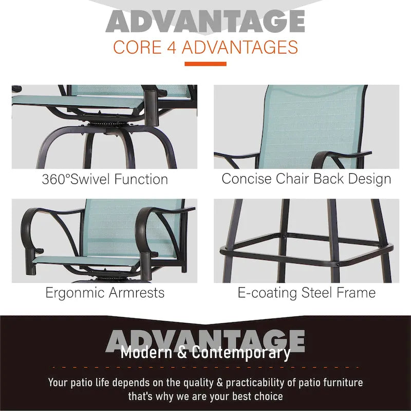 MAISON ARTS 3/5-Piece Patio Swivel High Back Bar Stools Set
