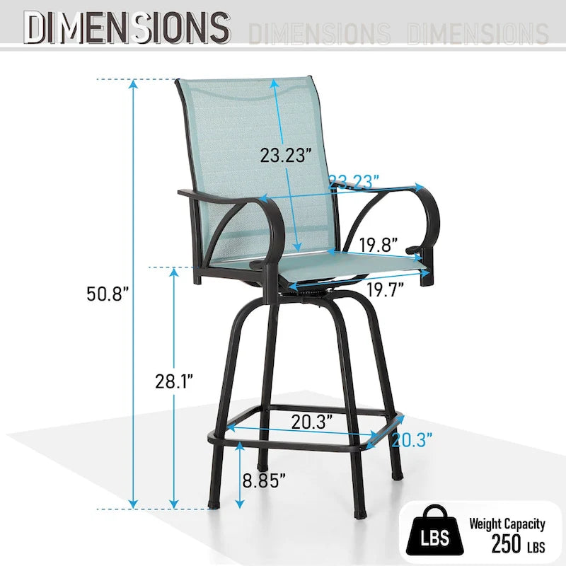 MAISON ARTS 3/5-Piece Patio Swivel High Back Bar Stools Set