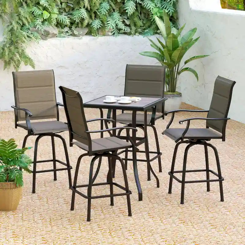 MAISON ARTS 3/5-Piece Patio Swivel High Back Bar Stools Set