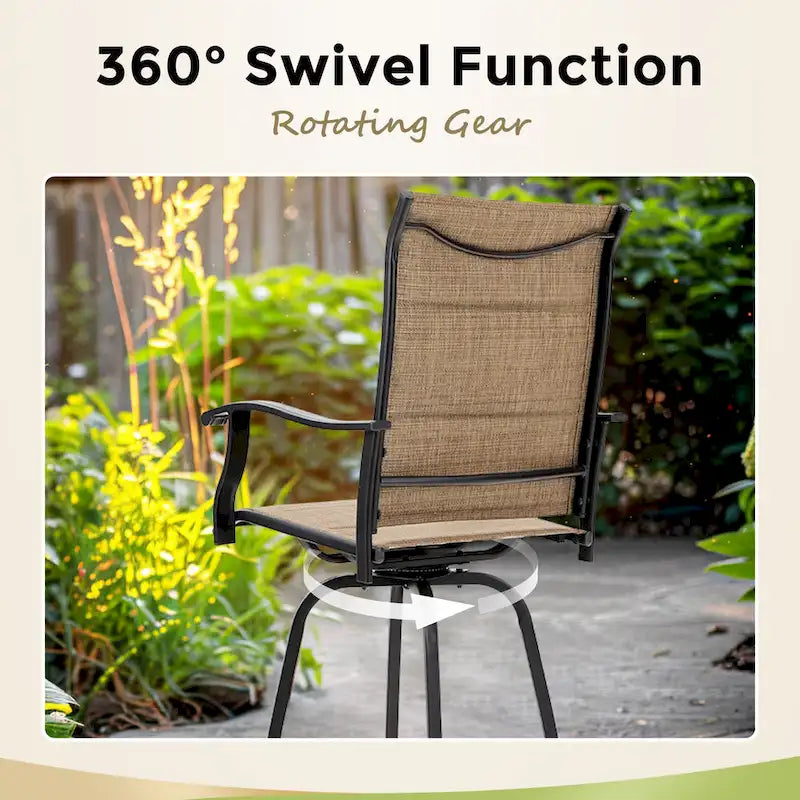 MAISON ARTS 3/5-Piece Patio Swivel High Back Bar Stools Set