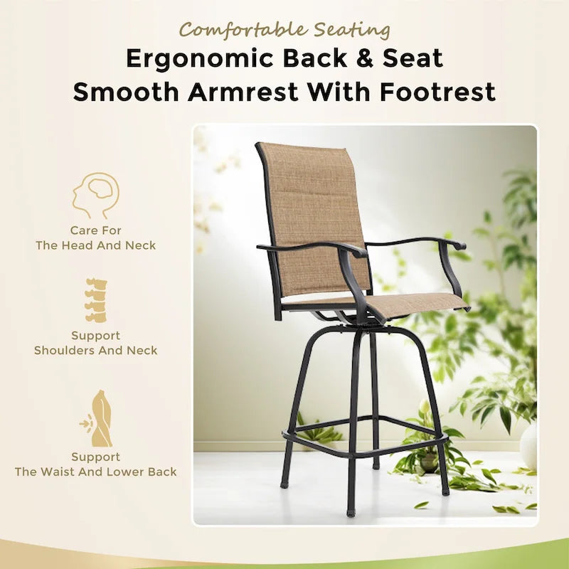 MAISON ARTS 3/5-Piece Patio Swivel High Back Bar Stools Set