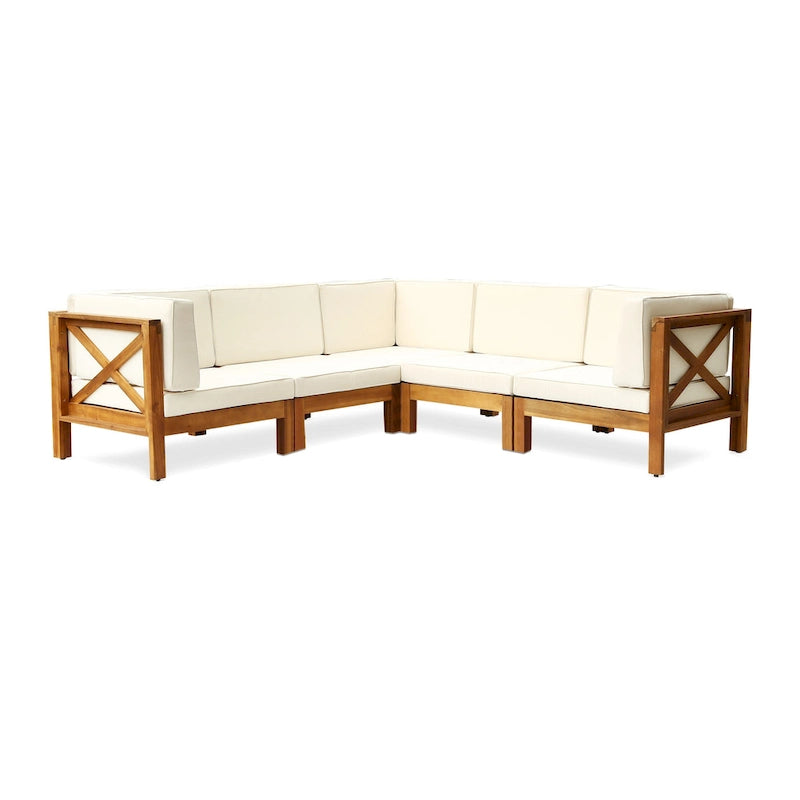 Brava Outdoor 5-Seat Acacia Wood Sofa Set by Christopher Knight Home