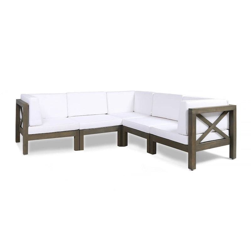 Brava Outdoor 5-Seat Acacia Wood Sofa Set by Christopher Knight Home