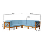 Brava Outdoor 5-Seat Acacia Wood Sofa Set by Christopher Knight Home
