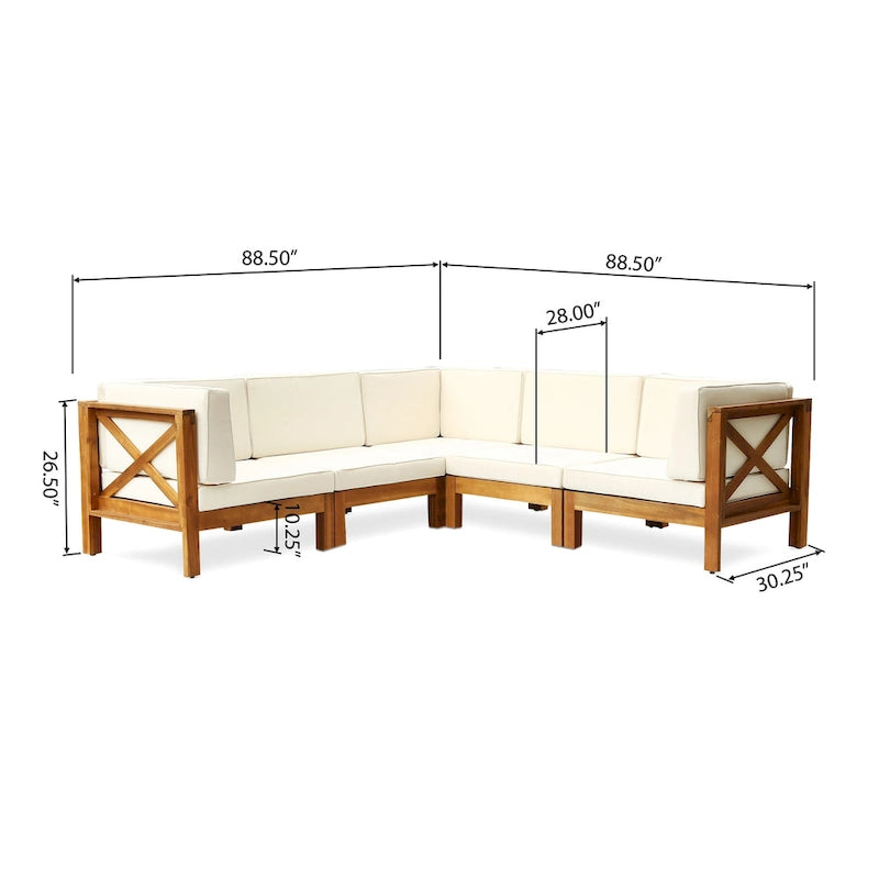 Brava Outdoor 5-Seat Acacia Wood Sofa Set by Christopher Knight Home