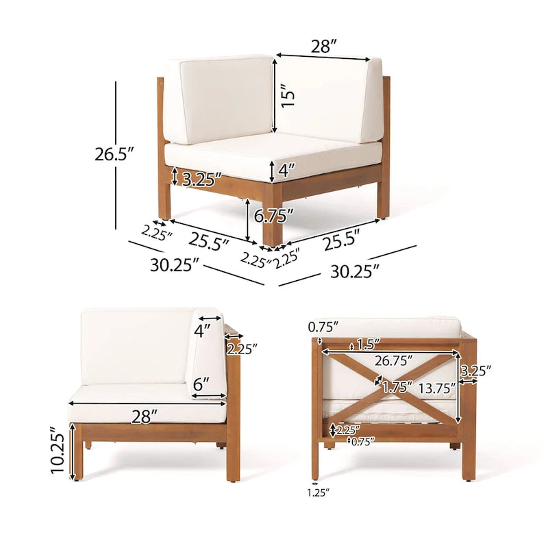 Brava Outdoor 5-Seat Acacia Wood Sofa Set by Christopher Knight Home