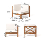 Brava Outdoor 5-Seat Acacia Wood Sofa Set by Christopher Knight Home