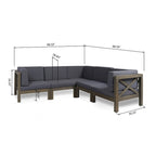 Brava Outdoor 5-Seat Acacia Wood Sofa Set by Christopher Knight Home
