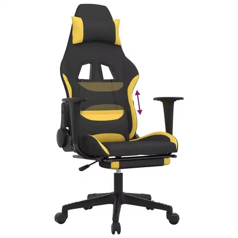 vidaXL Sedia da gaming con poggiapiedi, nera e gialla, in tessuto