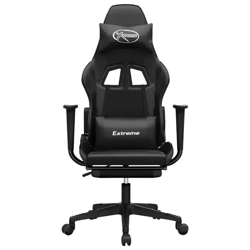 vidaXL Sedia da gaming massaggiante con poggiapiedi, nera, in similpelle