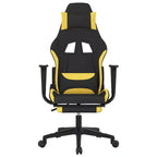 vidaXL Sedia da gaming massaggiante con poggiapiedi, nera e gialla, in tessuto