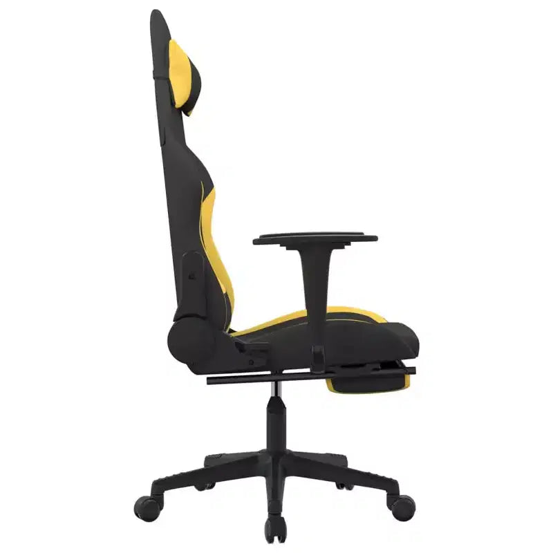 vidaXL Sedia da gaming massaggiante con poggiapiedi, nera e gialla, in tessuto