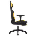 vidaXL Sedia da gaming massaggiante con poggiapiedi, nera e gialla, in tessuto