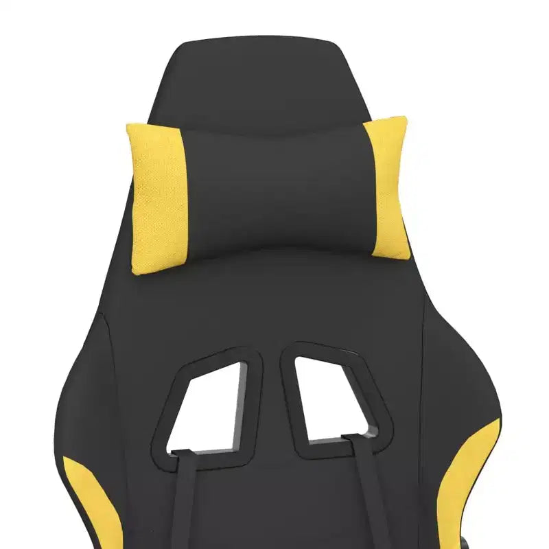 vidaXL Sedia da gaming massaggiante con poggiapiedi, nera e gialla, in tessuto