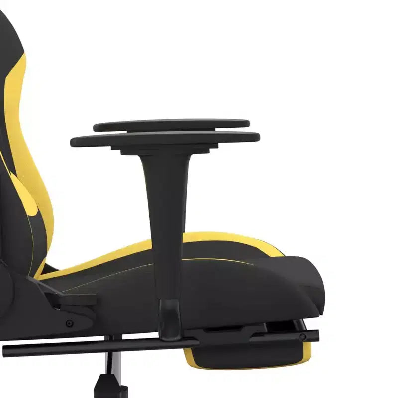 vidaXL Sedia da gaming massaggiante con poggiapiedi, nera e gialla, in tessuto
